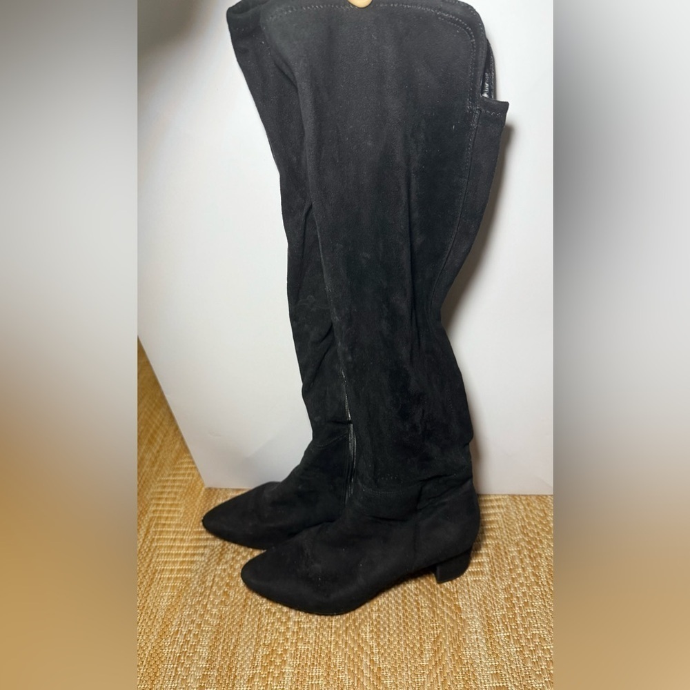 Rockport Women's Black Tall Suede Zip Up Boots,Heeled Boots,Size US 7